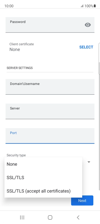 Press the required setting.