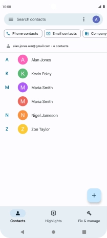 Press the new contact icon.