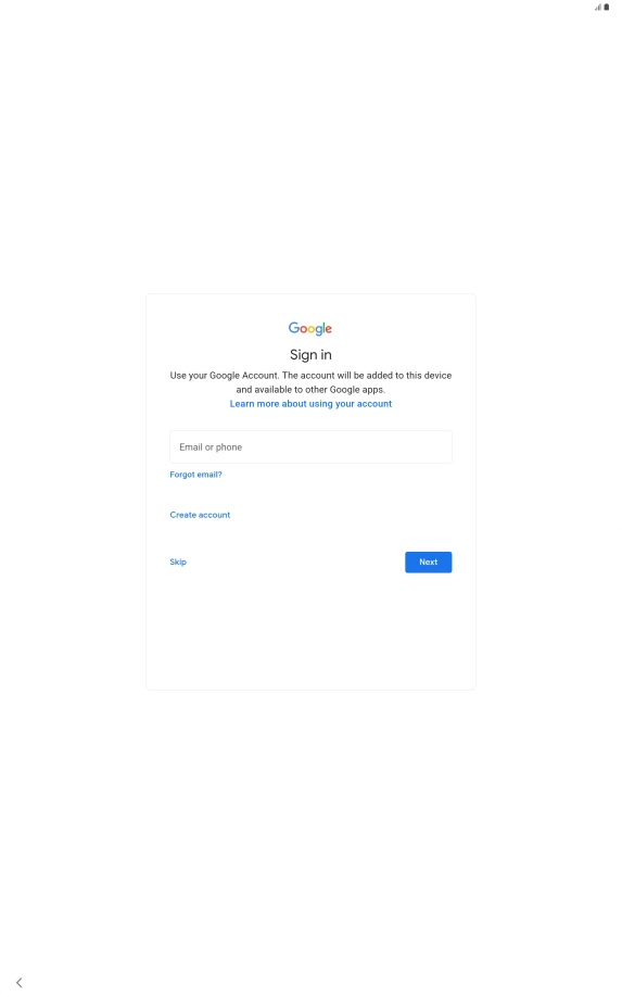 Press Email or phone and key in the username for your Google account.