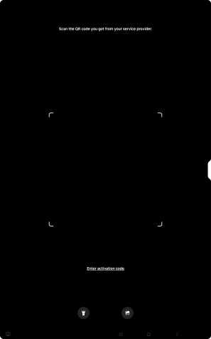 Place the QR code you've received inside the tablet camera frame to scan the code.