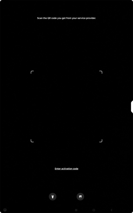 Place the QR code you've received inside the tablet camera frame to scan the code.