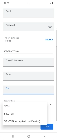 Press the required setting.