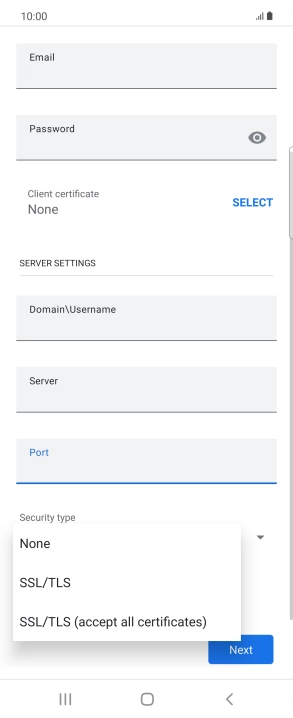 Press the required setting.