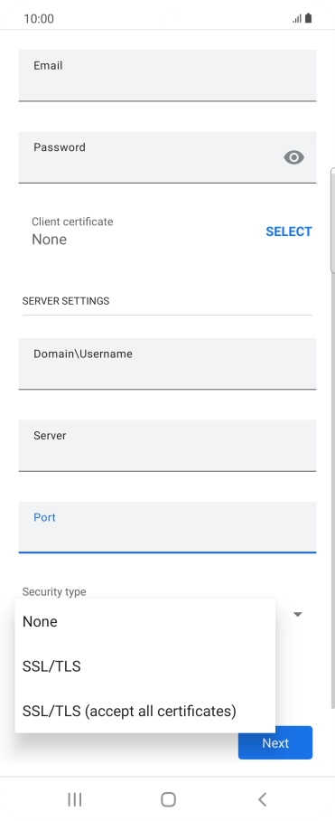 Press the required setting.