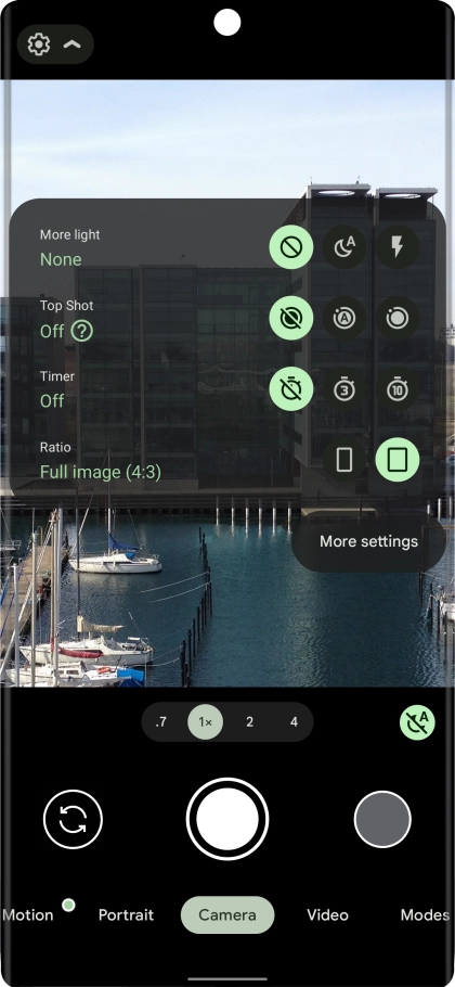 Press the required setting next to 