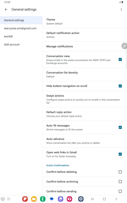 Press the required email account. Press the required email account.