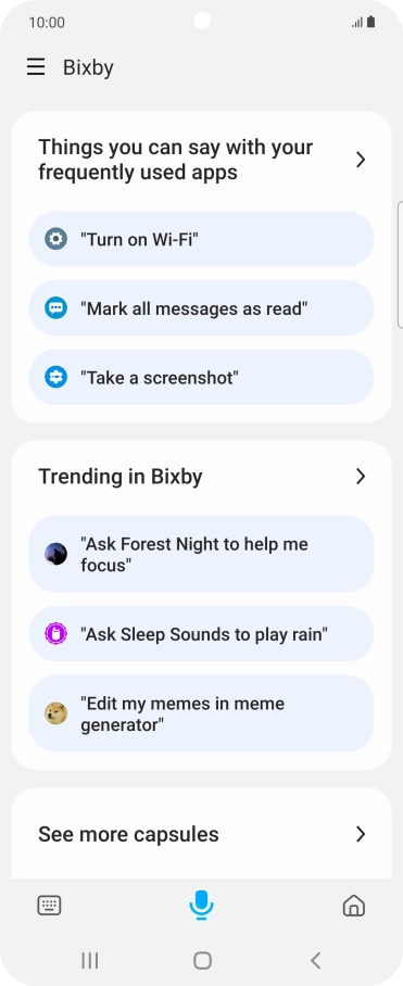 Say, in your own words, what you would like your phone to do, e.g.: CAMERA, CALL [contact], SEARCH THE WEB FOR [information].