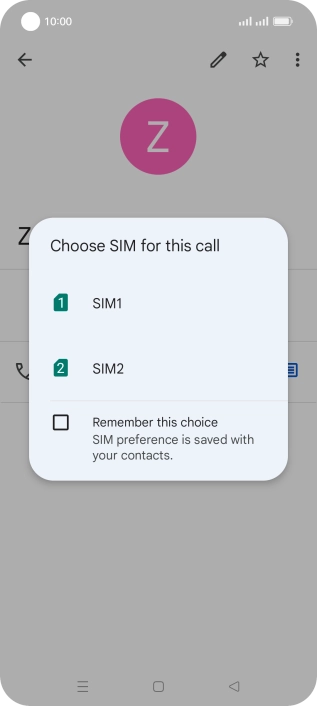 Press the required SIM.