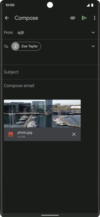 Press Subject and write the subject of your email message.