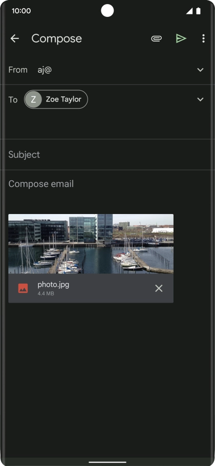 Press Subject and write the subject of your email message.