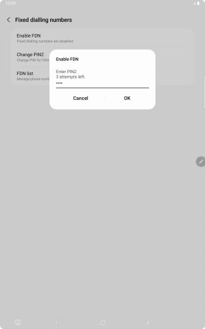Key in your PIN2 and press OK. The default PIN2 is 1111.