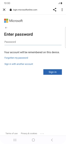 Press Password and key in the password for your email account.