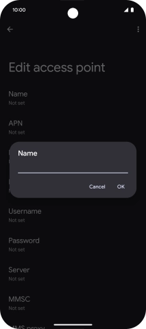 Key in Vodafone Internet and press OK.