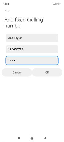 Key in your PIN2 and press OK. The default PIN2 is 1111.