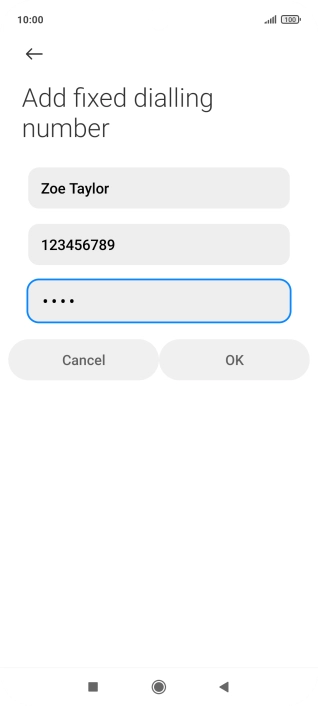 Key in your PIN2 and press OK. The default PIN2 is 1111.