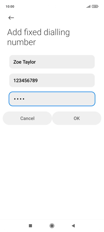 Key in your PIN2 and press OK. The default PIN2 is 1111.