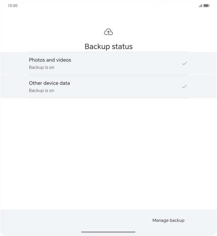 Press Manage backup.