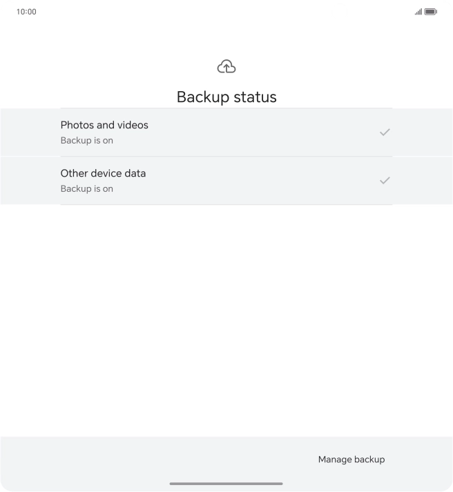 Press Manage backup.
