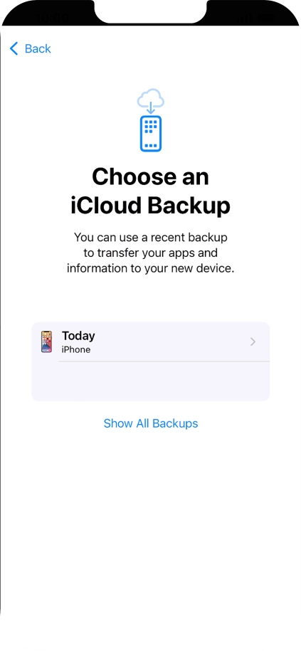 Press the required backup and your phone restores the content of the selected backup. Subsequently, follow the instructions on the screen to set up your phone and prepare it for use.