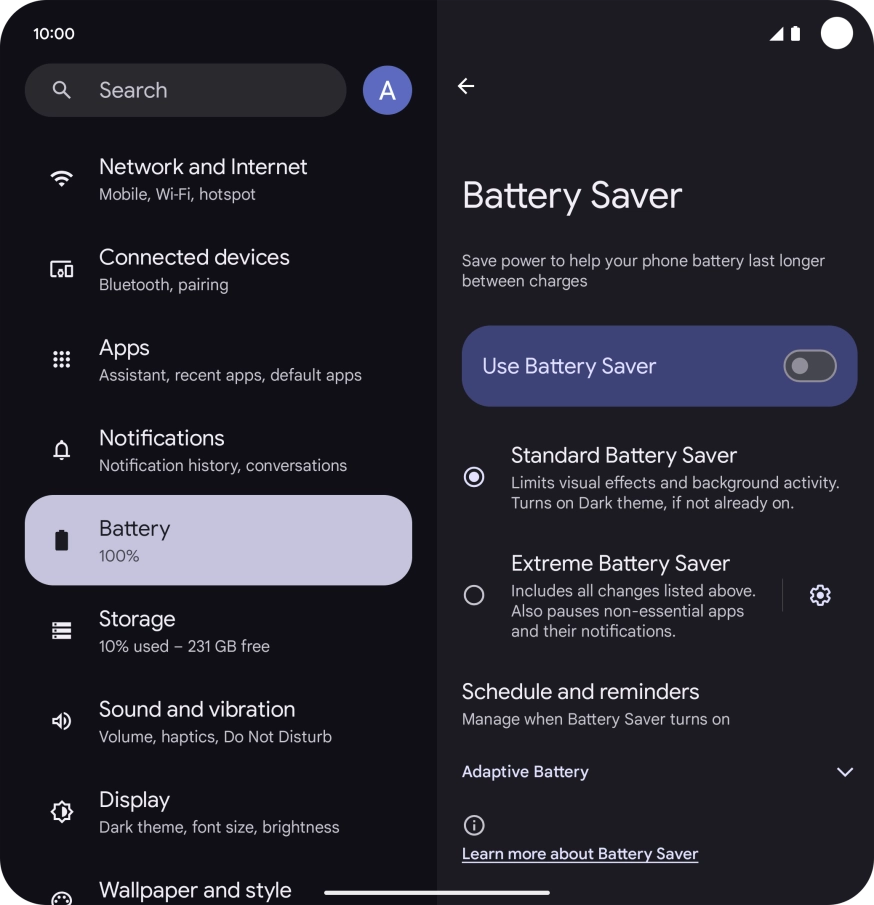 Press the required settings to turn them on or off.