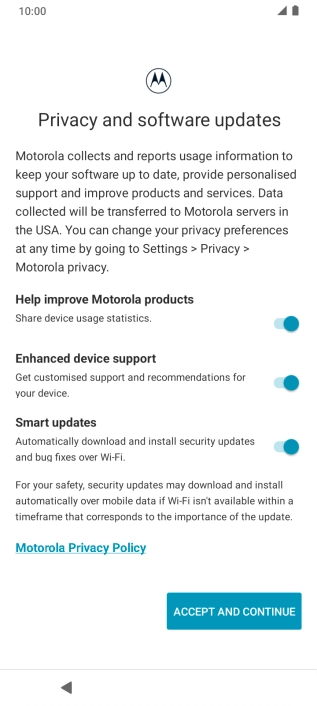 Press the indicators next to the required settings to select them.