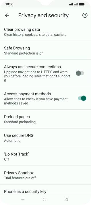 Press Clear browsing data.