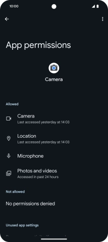 The app activity for the selected app is displayed.