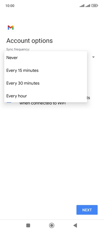 Press the required setting.