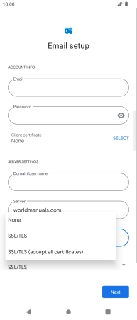 Press the required setting.