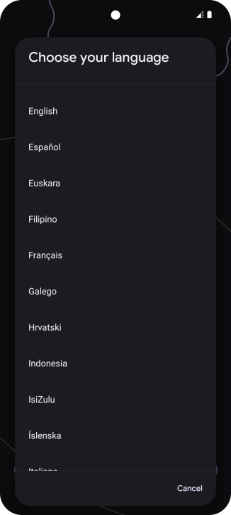 Press the required language.