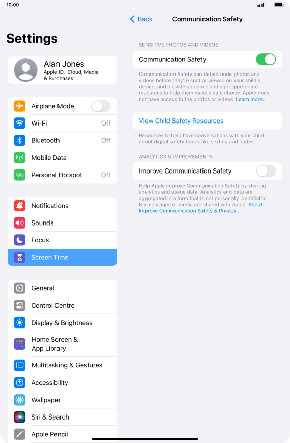 Press the indicator next to 