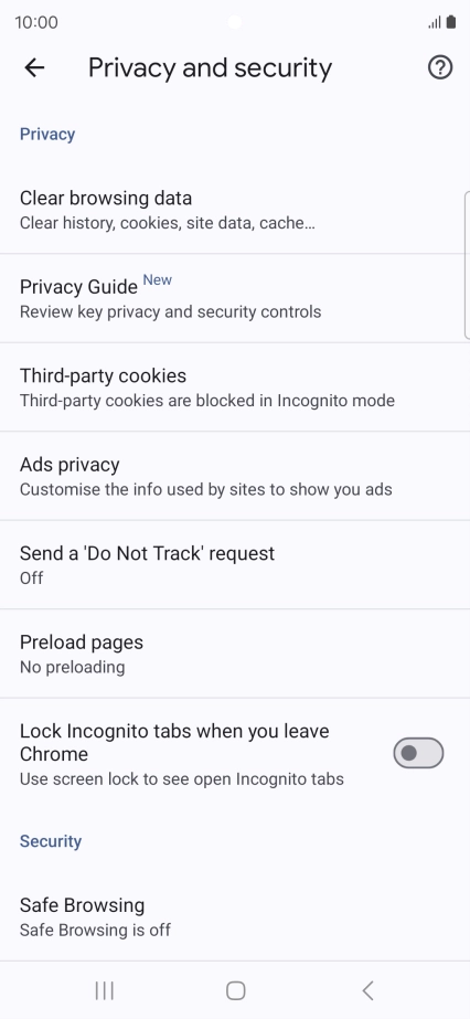 Press Clear browsing data. Press Clear browsing data.