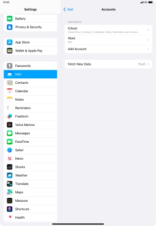 Press the name of the Exchange email account you've just set up.