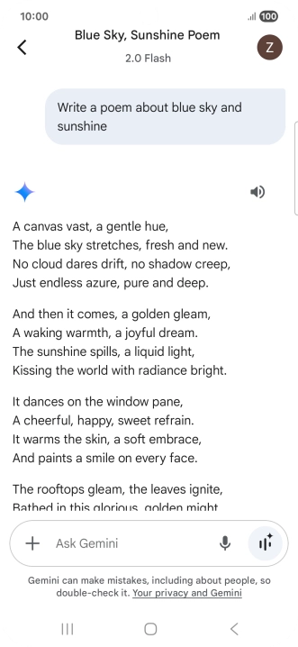 You can ask Gemini to generate a text based on your description.