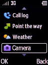 Select Camera and press the Left selection key.