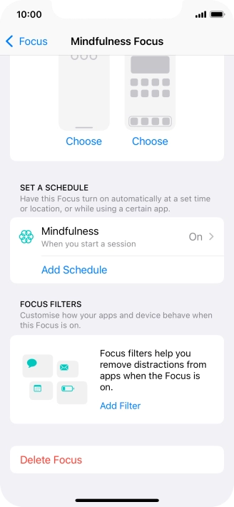 Press the required setting below 