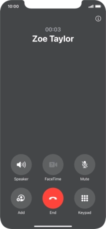Press the end call icon to end the call and return to the home screen.
