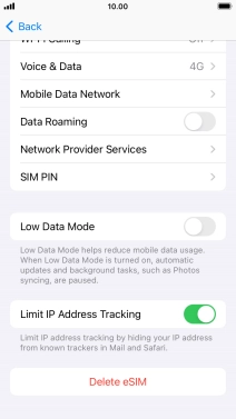 Press Delete eSIM and follow the instructions on the screen to delete your eSIM.