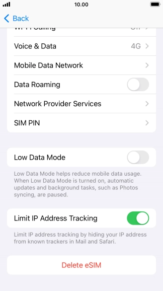 Press Delete eSIM and follow the instructions on the screen to delete your eSIM.