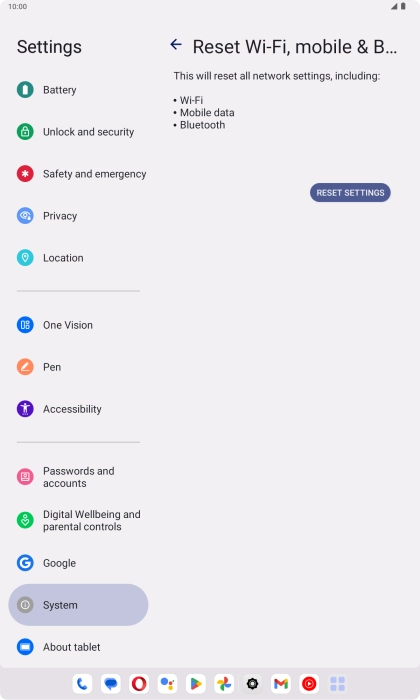 Press RESET SETTINGS.
