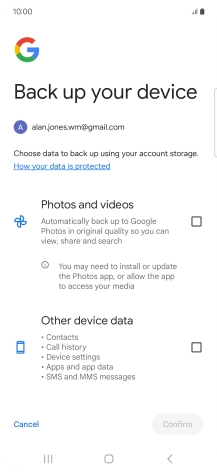 Press the fields next to the required data types to select them.