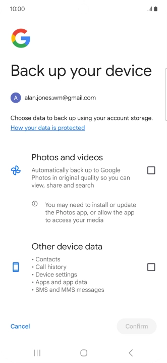 Press the fields next to the required data types to select them.