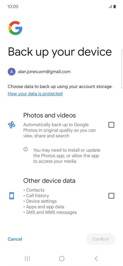 Press the fields next to the required data types to select them.