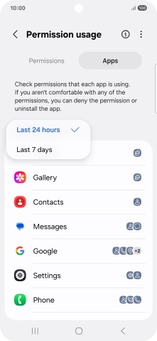 Press the required setting.