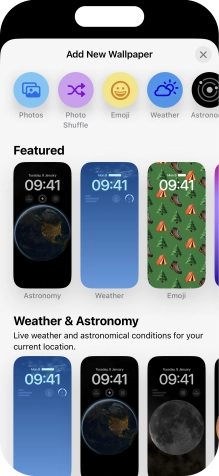 Press the required category and follow the instructions on the screen to select the required background image.
