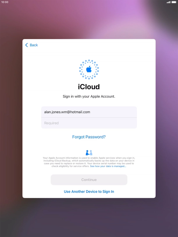 Press Required and key in the password for your Apple ID.