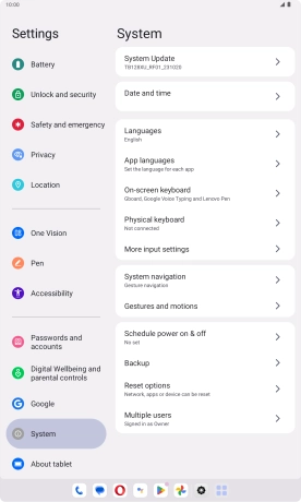 Press Reset options.