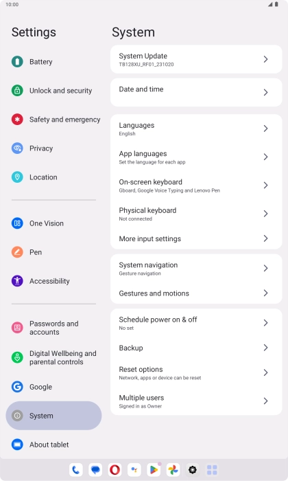 Press Reset options.