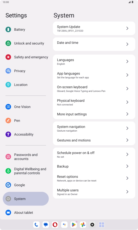 Press Reset options.
