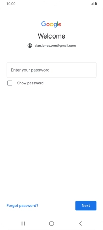 Press Enter your password and key in the password for your Google account.